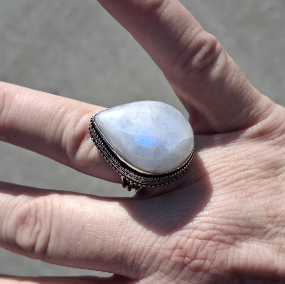 New Rainbow Moonstone 925 Silver Ring. - Picture 9 of 12